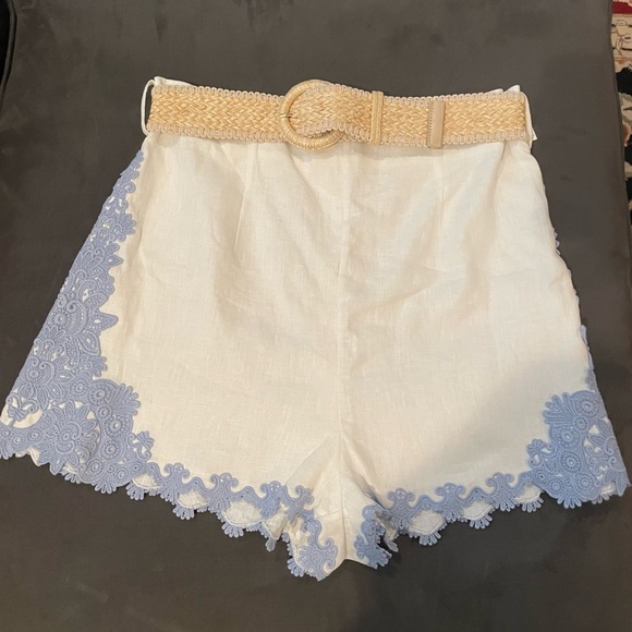 Zimmermann Raie Crochet Trim Linen Shorts SIZE AU 4 ( US 10 to 12) - Picture 5 of 12